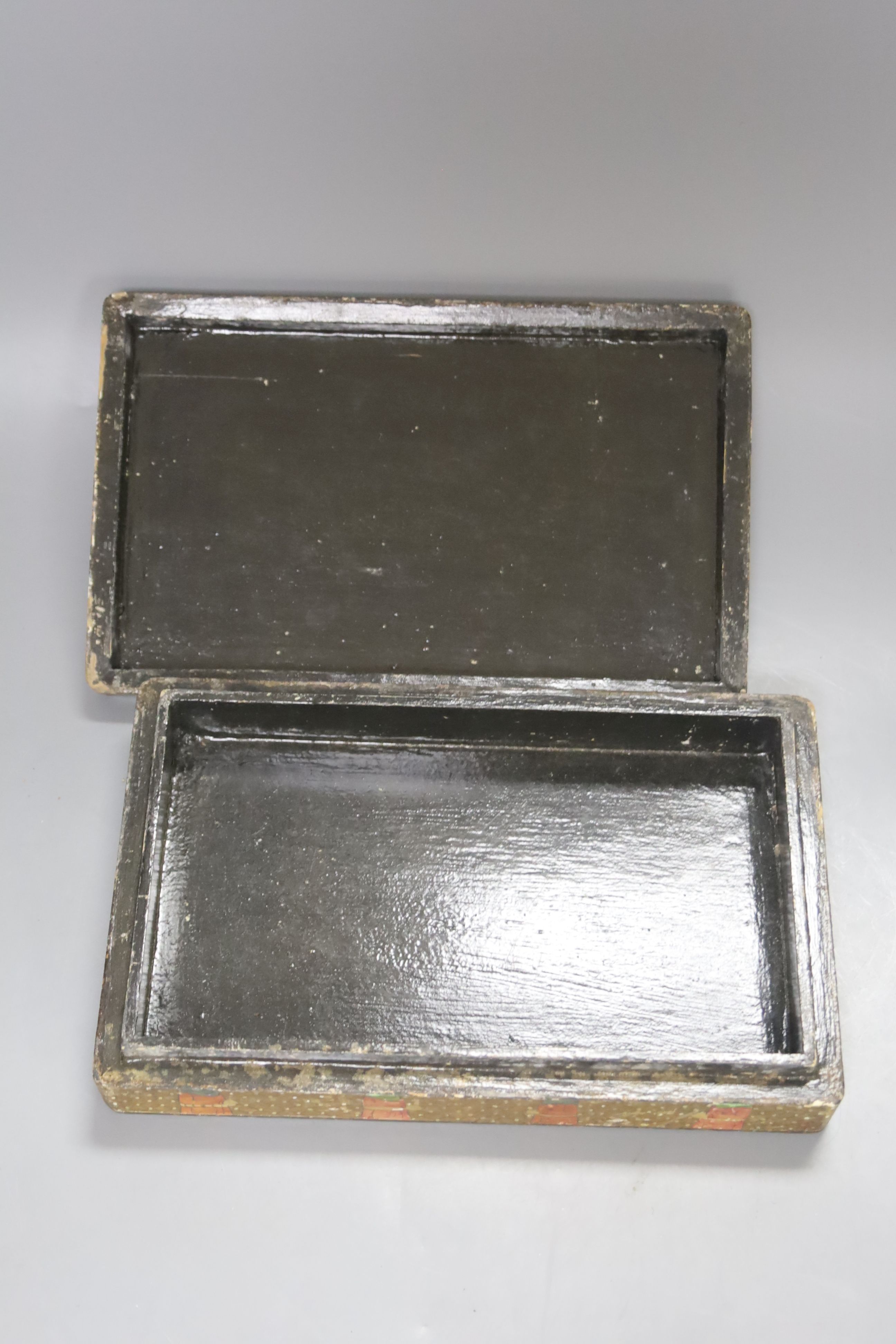 Four Persian painted lacquer boxes and four others